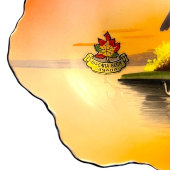 Vtg NORITAKE Lusterware Porcelain Handpainted Art Trinket Dish Scalloped Japan - Picture 7 of 11